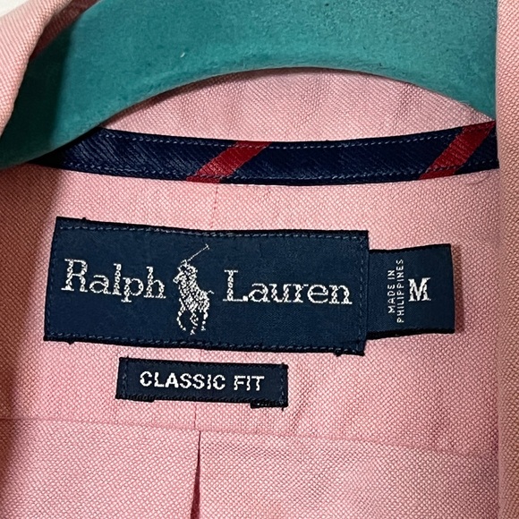 Ralph Lauren Button Down Long Sleeve Pink Pony Logo Men Size Medium Preppy - Picture 6 of 8